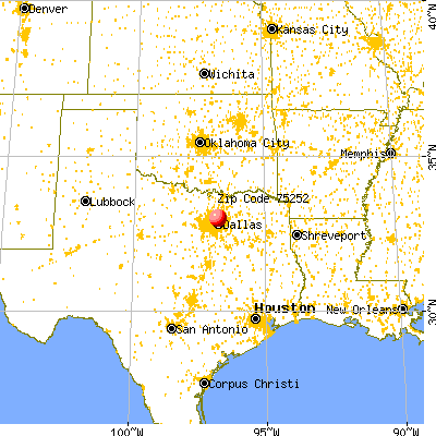 Dallas, TX (75252) map from a distance