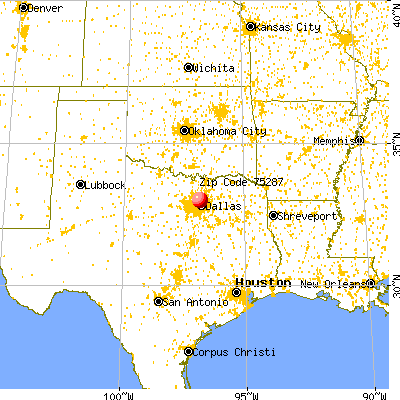 Dallas, TX (75287) map from a distance