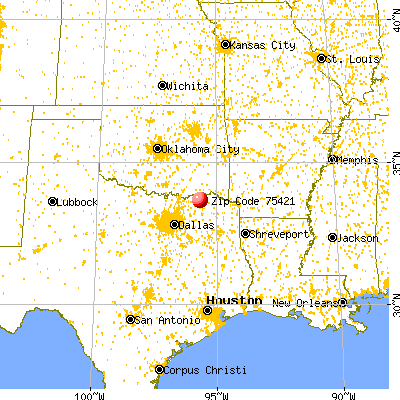 Toco, TX (75421) map from a distance