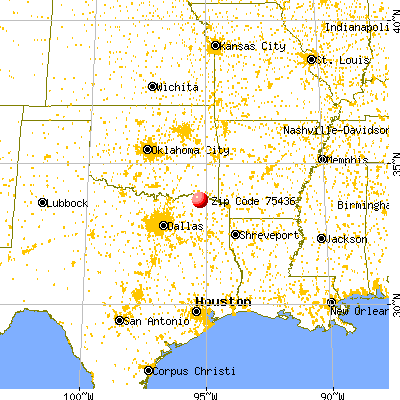 Detroit, TX (75436) map from a distance