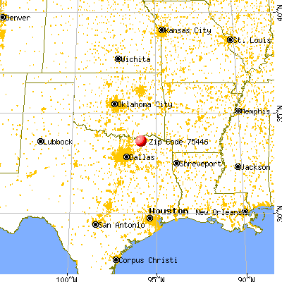 Honey Grove, TX (75446) map from a distance