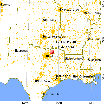 Wolfe City, TX (75496) map from a distance