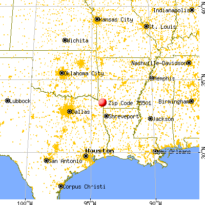 Texarkana, TX (75501) map from a distance