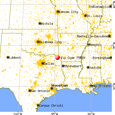 De Kalb, TX (75559) map from a distance
