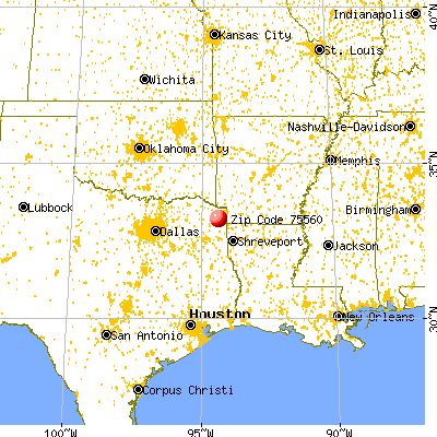 Douglassville, TX (75560) map from a distance