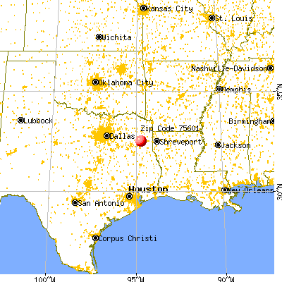 Longview, TX (75601) map from a distance