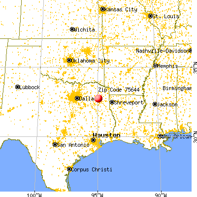 Gilmer, TX (75644) map from a distance