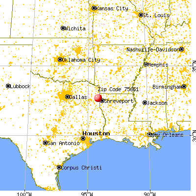 Uncertain, TX (75661) map from a distance