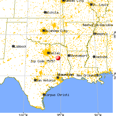 Shadybrook, TX (75757) map from a distance