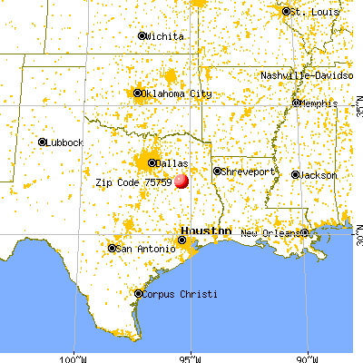 Cuney, TX (75759) map from a distance