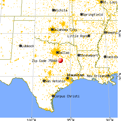 Kirvin, TX (75848) map from a distance