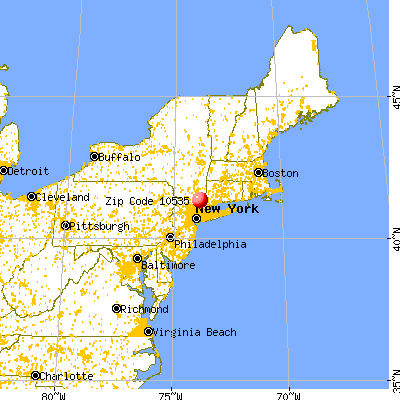 Jefferson Valley-Yorktown, NY (10535) map from a distance