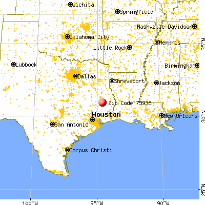 Chester, TX (75936) map from a distance