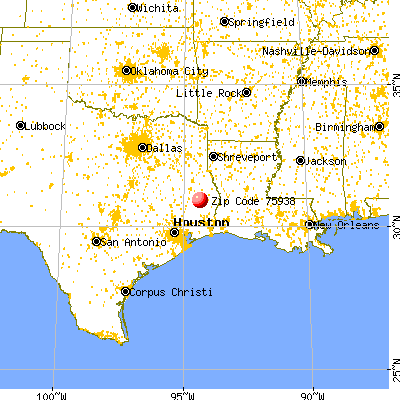 Colmesneil, TX (75938) map from a distance