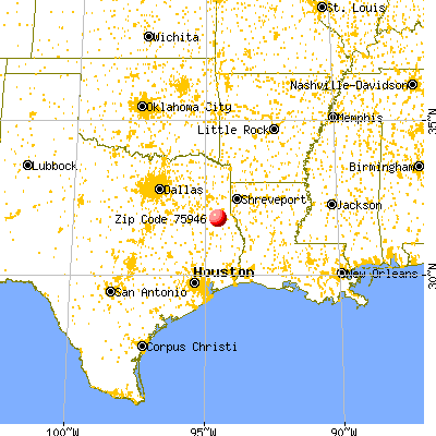 Garrison, TX (75946) map from a distance