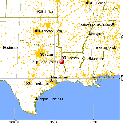 Joaquin, TX (75954) map from a distance