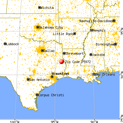 San Augustine, TX (75972) map from a distance