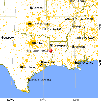 Huxley, TX (75973) map from a distance