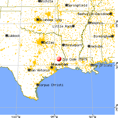 Woodville, TX (75979) map from a distance