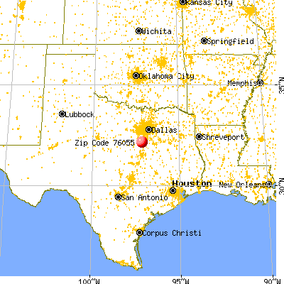 Itasca, TX (76055) map from a distance