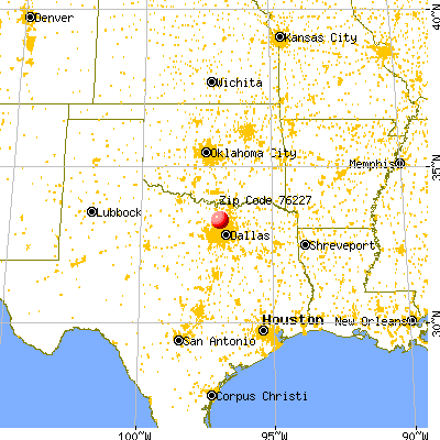 Cross Roads, TX (76227) map from a distance