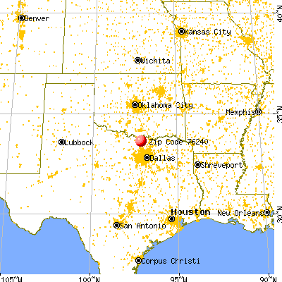 Gainesville, TX (76240) map from a distance