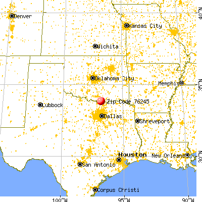 Sherwood Shores, TX (76245) map from a distance