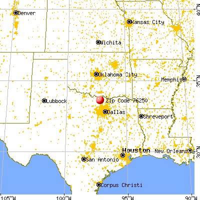 Lindsay, TX (76250) map from a distance