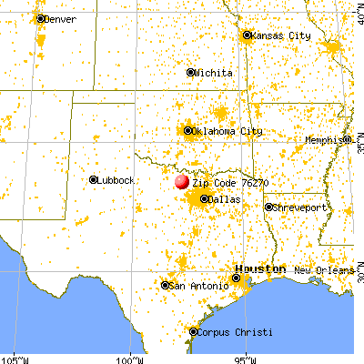 Sunset, TX (76270) map from a distance