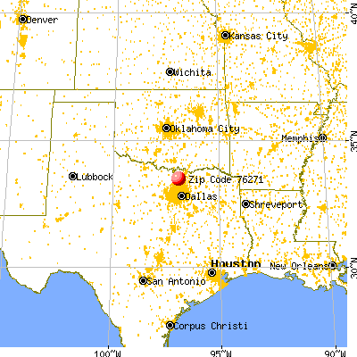 Gunter, TX (76271) map from a distance
