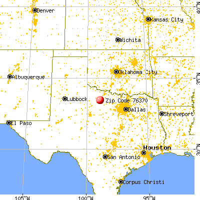 Megargel, TX (76370) map from a distance