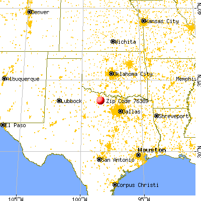 Windthorst, TX (76389) map from a distance