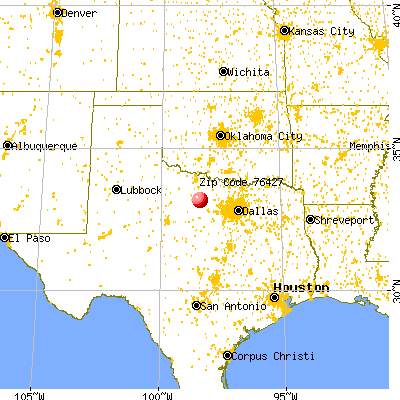 Bryson, TX (76427) map from a distance