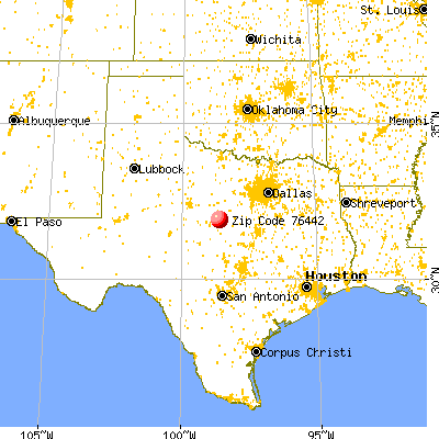 Comanche, TX (76442) map from a distance