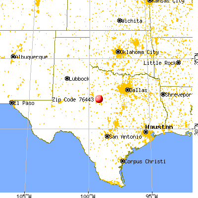 Cross Plains, TX (76443) map from a distance