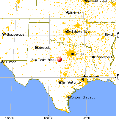 De Leon, TX (76444) map from a distance