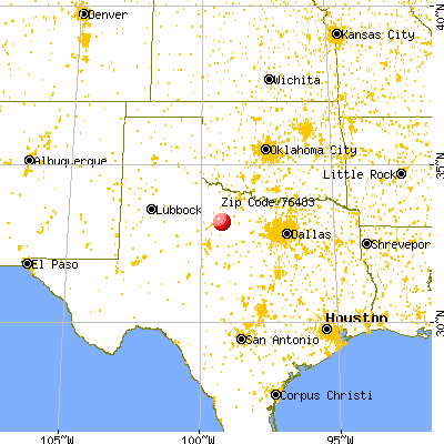 Throckmorton, TX (76483) map from a distance