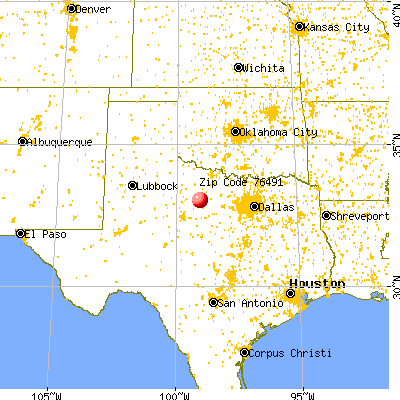Woodson, TX (76491) map from a distance