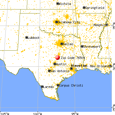 Temple, TX (76504) map from a distance