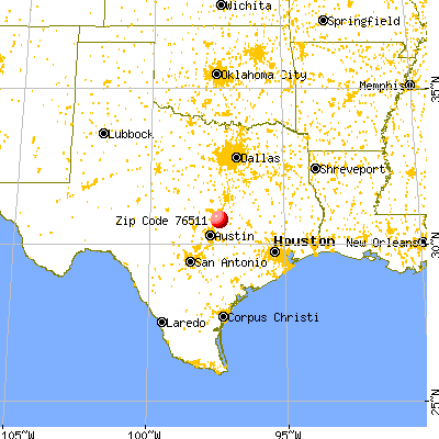 Bartlett, TX (76511) map from a distance