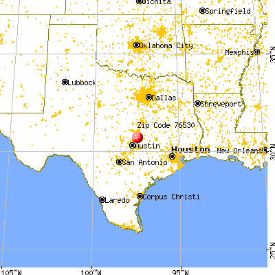 Granger, TX (76530) map from a distance