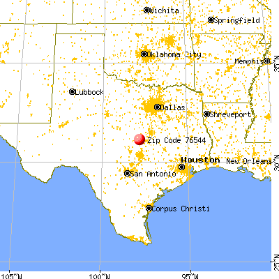 Fort Hood, TX (76544) map from a distance