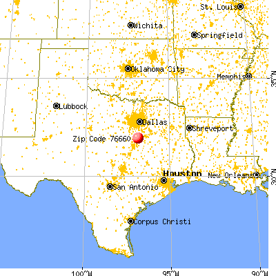 Malone, TX (76660) map from a distance