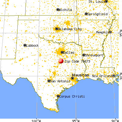 Mount Calm, TX (76673) map from a distance