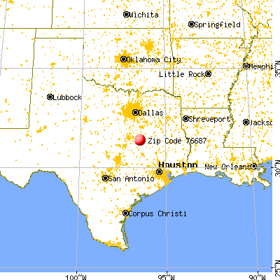 Thornton, TX (76687) map from a distance