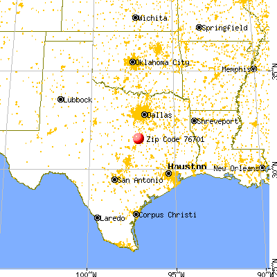 Waco, TX (76701) map from a distance
