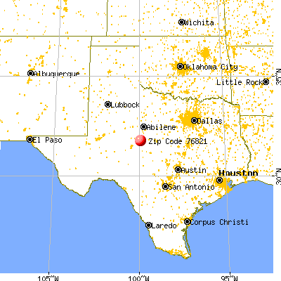 Ballinger, TX (76821) map from a distance