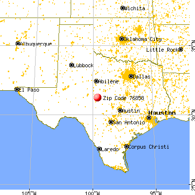 Melvin, TX (76858) map from a distance