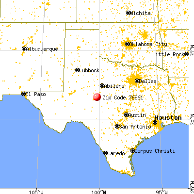 Miles, TX (76861) map from a distance