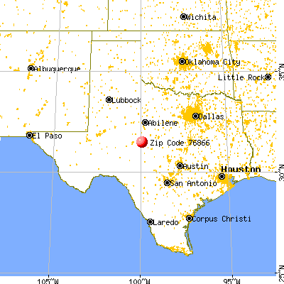 Paint Rock, TX (76866) map from a distance